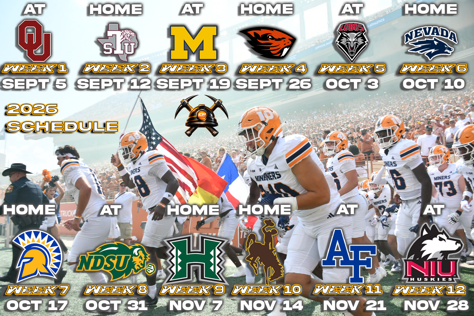 Miner Round Up: UTEP Football release Dates for 2026 Season